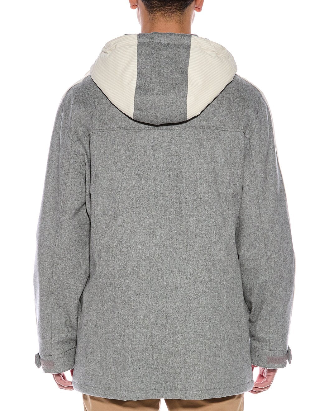 BRUNELLO CUCINELLI MEN'S LIGHT GREY HOODED JACKET
