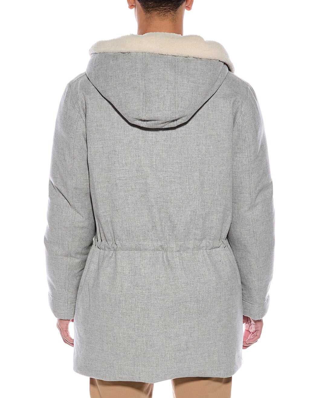 BRUNELLO CUCINELLI MEN'S LIGHT GREY HOODED JACKET