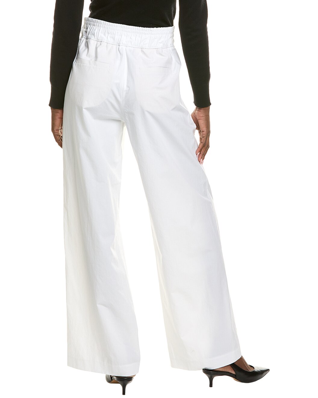 BRUNELLO CUCINELLI WOMEN'S OPTICAL WHITE WIDE-LEG TROUSERS