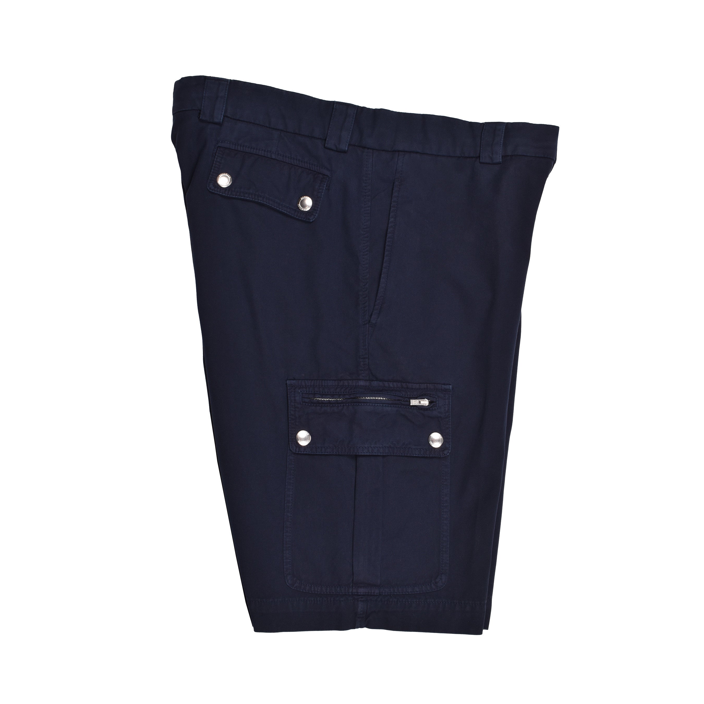 BRUNELLO CUCINELLI MEN'S BLUE COTTON CARGO BERMUDA SHORTS