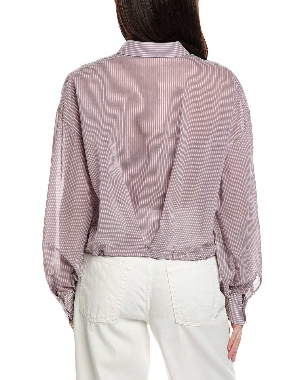 BRUNELLO CUCINELLI WOMEN'S LIGHT PURPLE SILK COTTON SHIRT