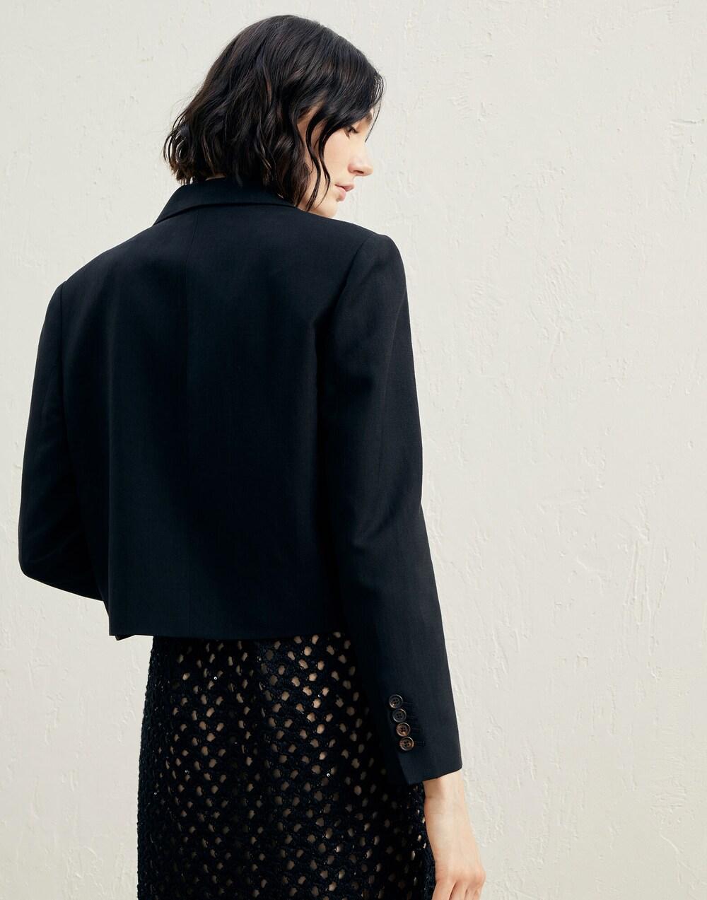 BRUNELLO CUCINELLI WOMEN'S BLACK CROPPED BLAZER