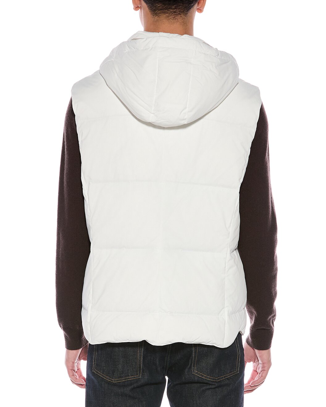 BRUNELLO CUCINELLI MEN'S OFF-WHITE SLEEVELESS QUILTED VEST