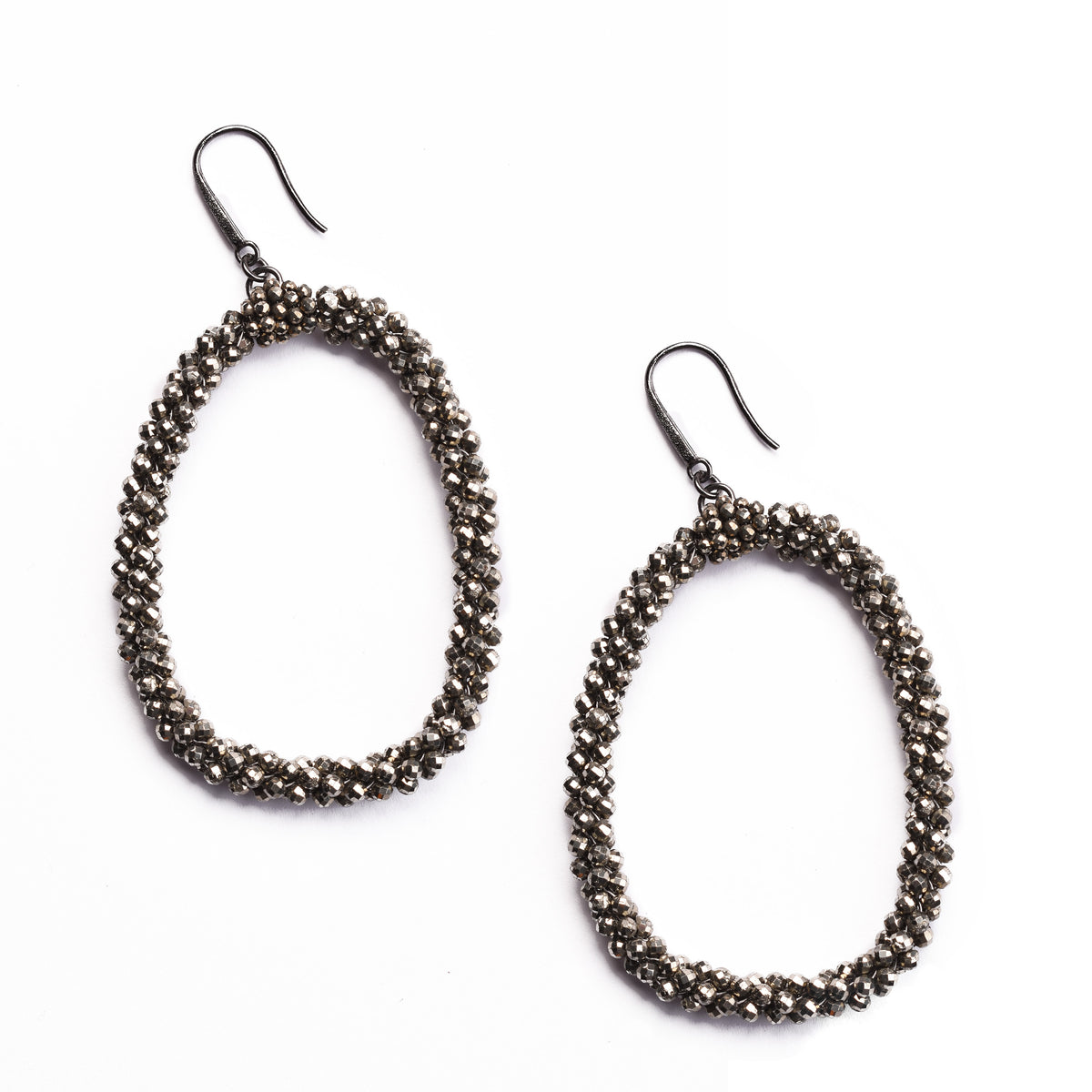 BRUNELLO CUCINELLI WOMEN'S SILVER PYRITE HOOP EARRINGS