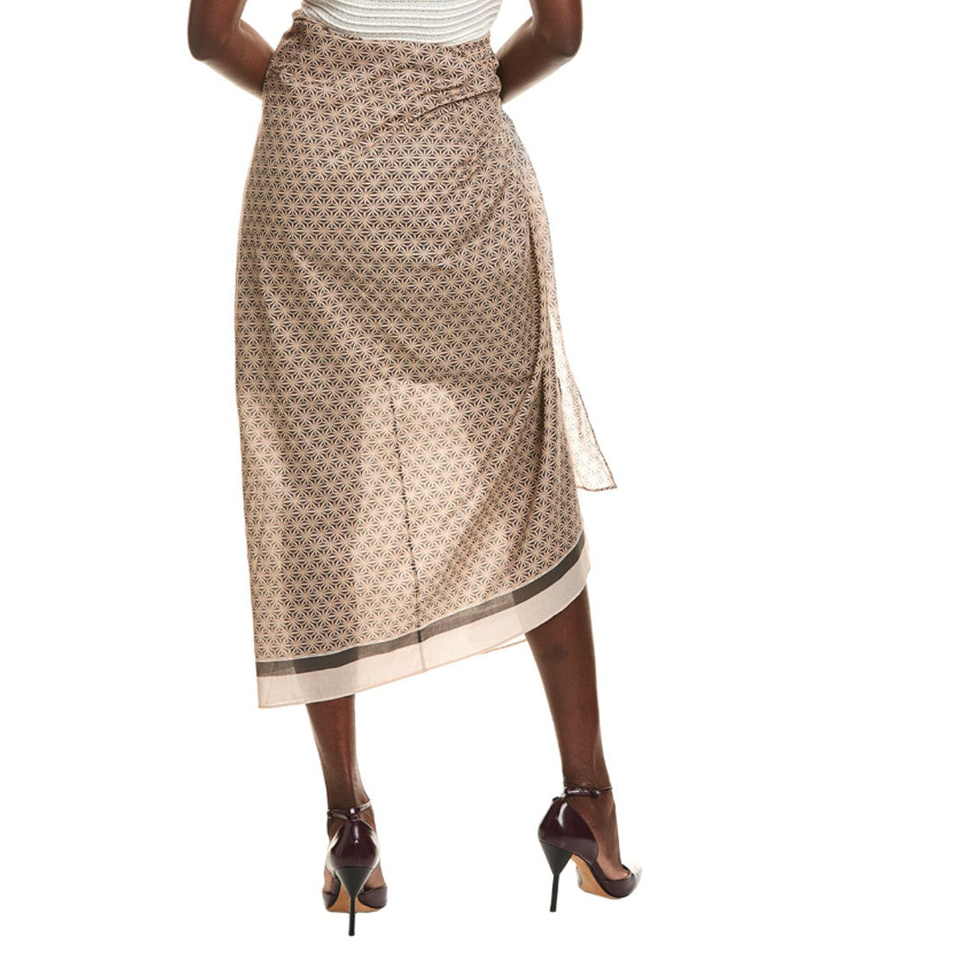 BRUNELLO CUCINELLI WOMEN'S BEIGE PATTERNED WRAP SKIRT