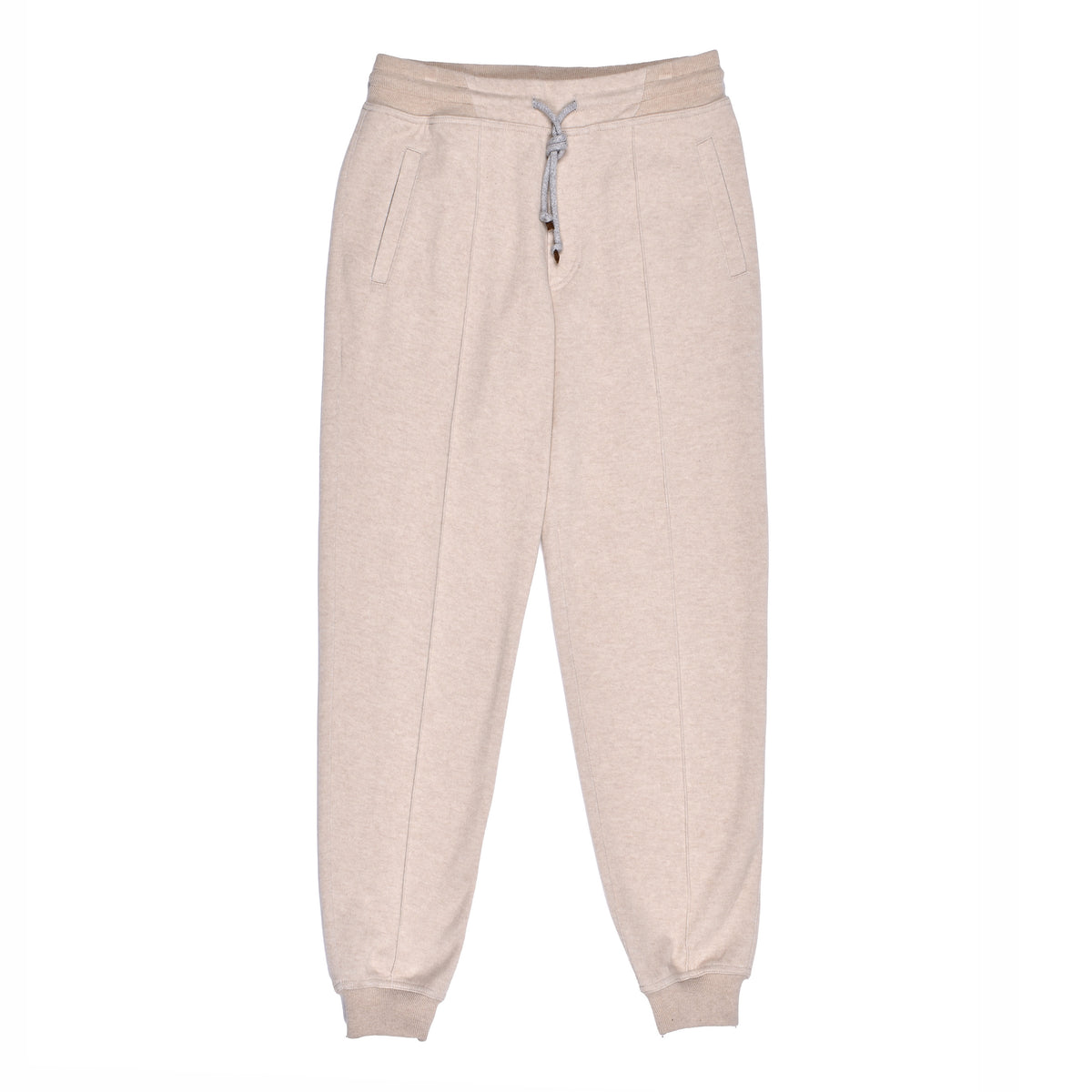 BRUNELLO CUCINELLI MEN'S SAND WOOL BLEND JOGGER TROUSERS
