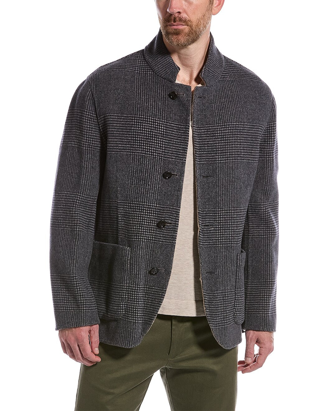 BRUNELLO CUCINELLI MEN'S BLUE WOOL BLEND JACKET