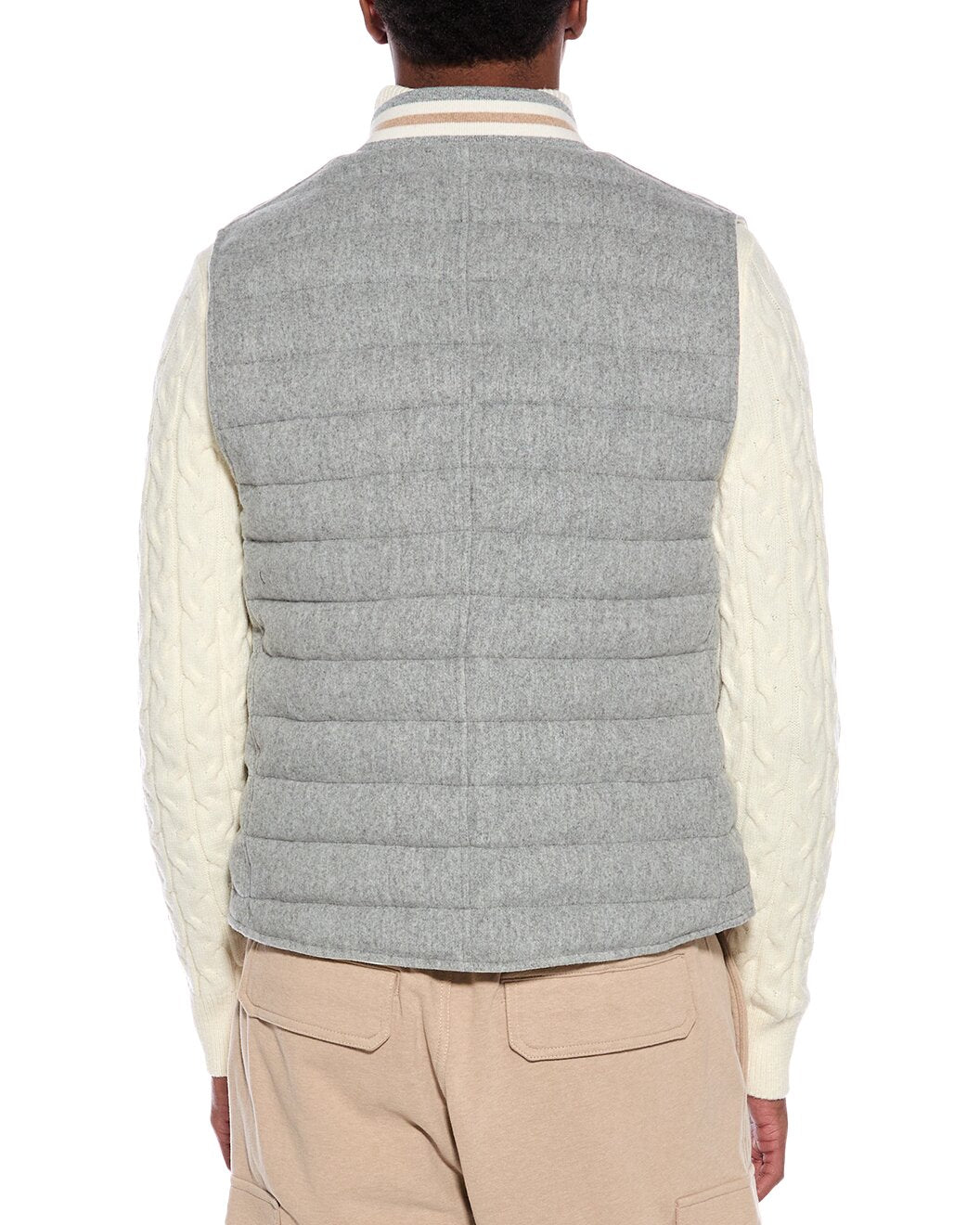 BRUNELLO CUCINELLI MEN'S LIGHT GREY QUILTED JACKET