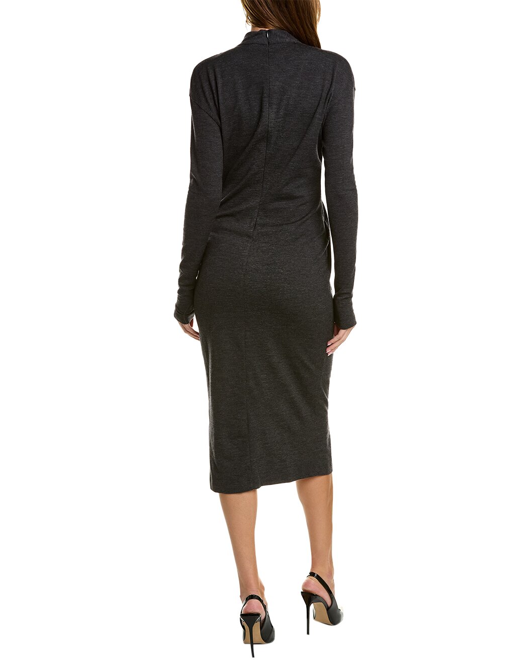 BRUNELLO CUCINELLI WOMEN'S DARK GREY WOOL WRAP DRESS
