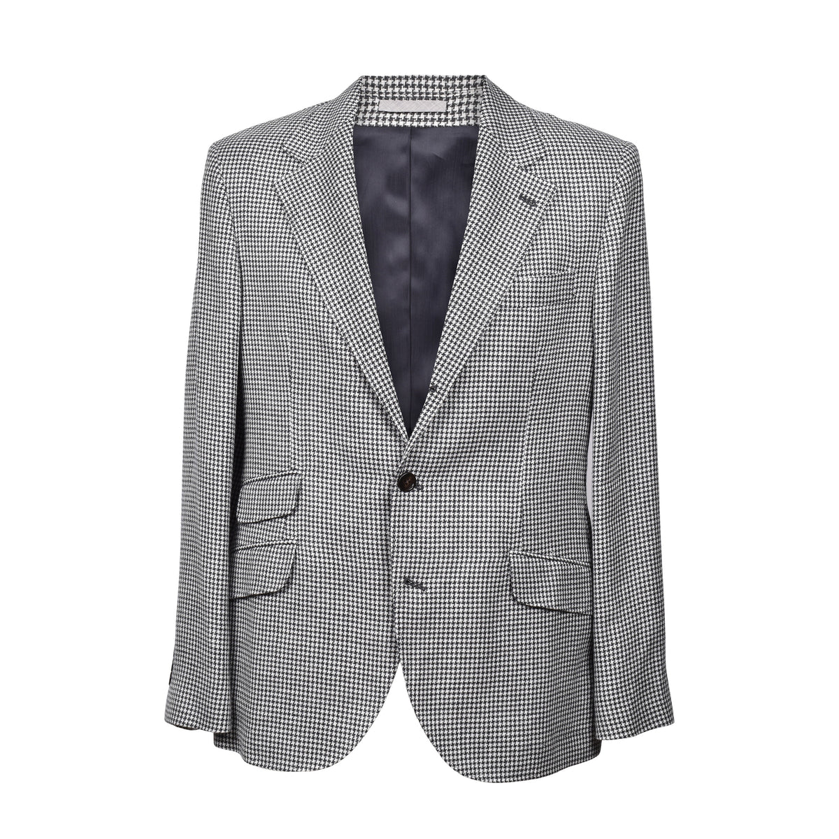 BRUNELLO CUCINELLI MEN'S GREY WOOL HOUNDSTOOTH SUIT