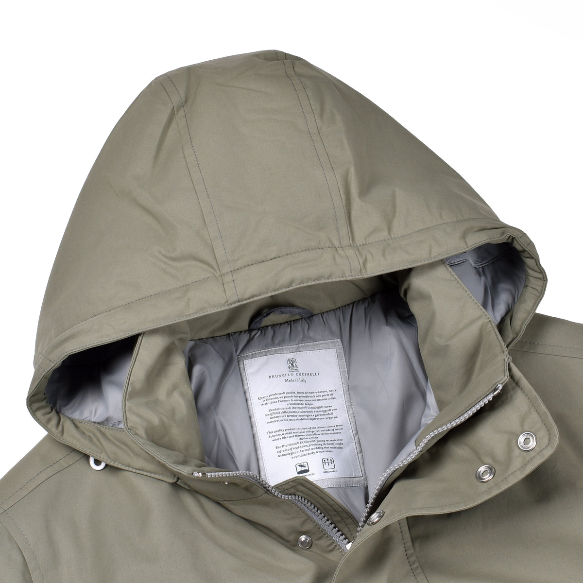 BRUNELLO CUCINELLI MEN'S KHAKI MEDIUM GRAY COTTON NYLON JACKET