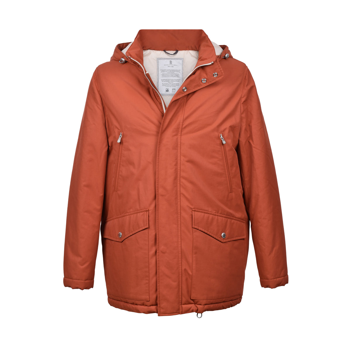 BRUNELLO CUCINELLI MEN'S RUST COTTON BLEND PUFFER JACKET