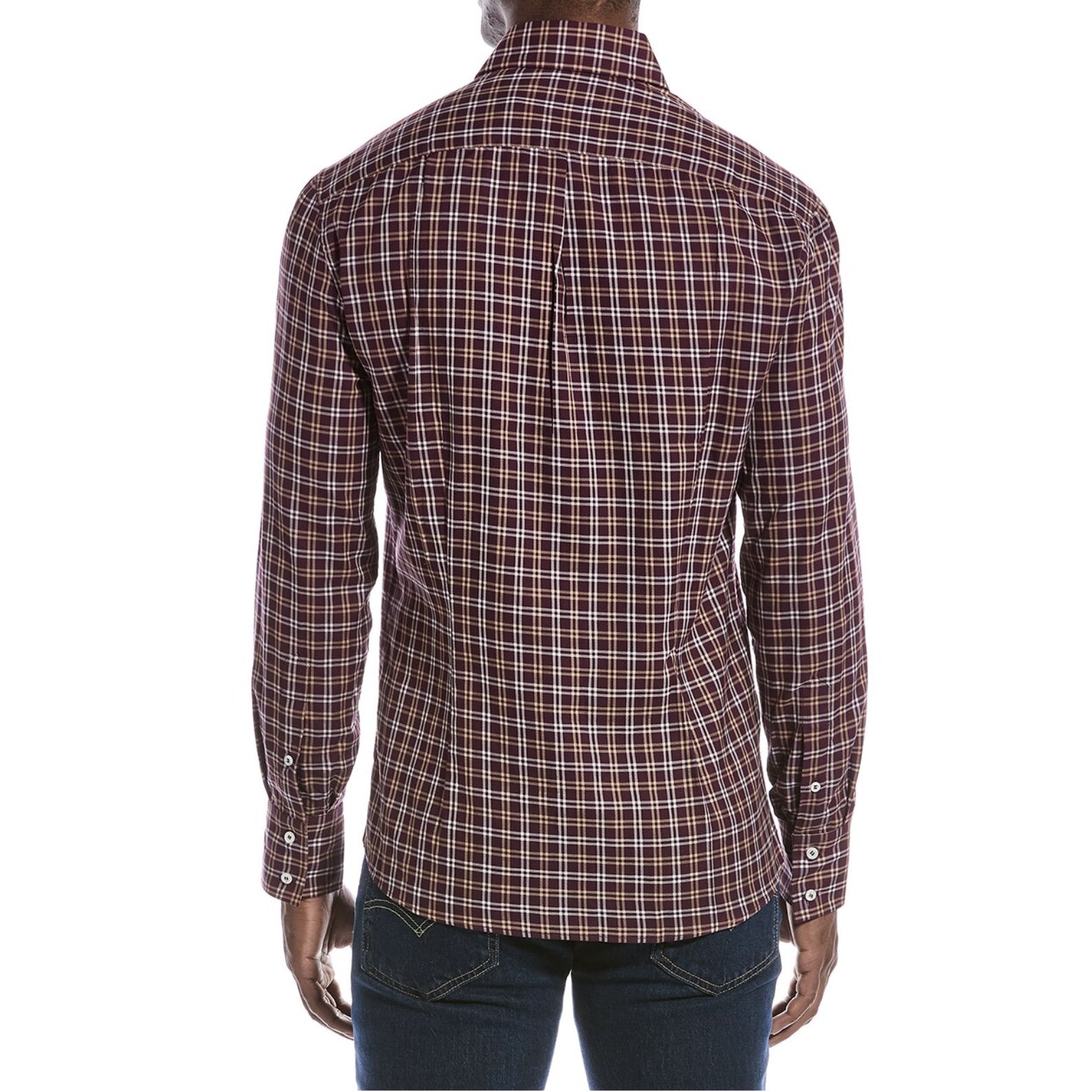 BRUNELLO CUCINELLI MEN'S AMARANTH PLAID BUTTON-UP SHIRT