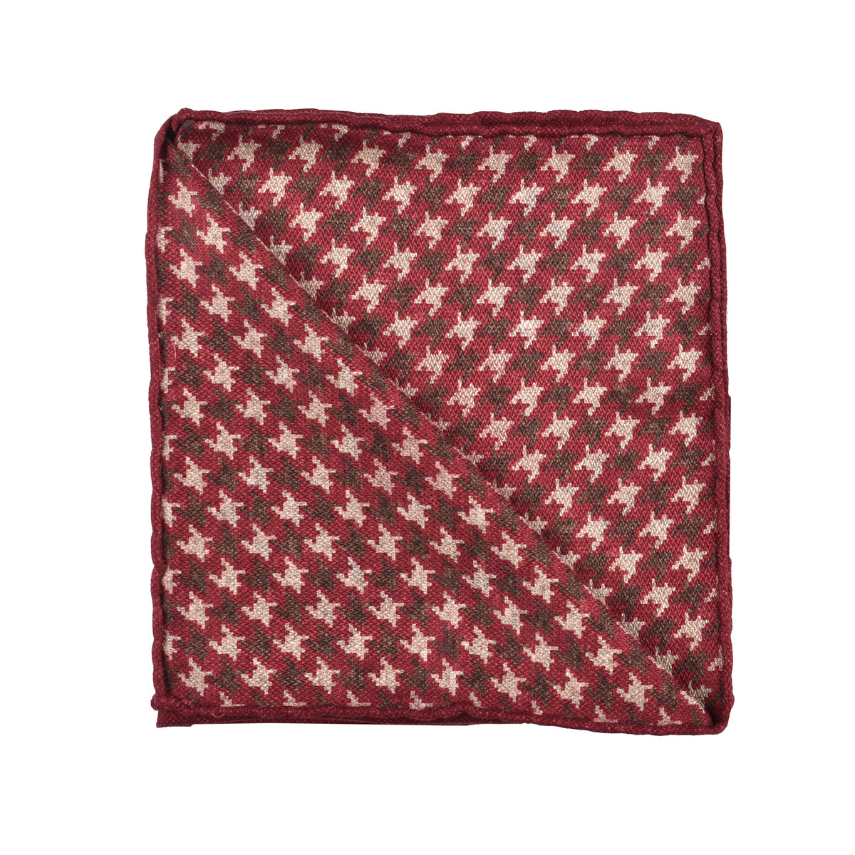 BRUNELLO CUCINELLI MEN'S BURGUNDY GEOMETRIC SILK POCKET SQUARE