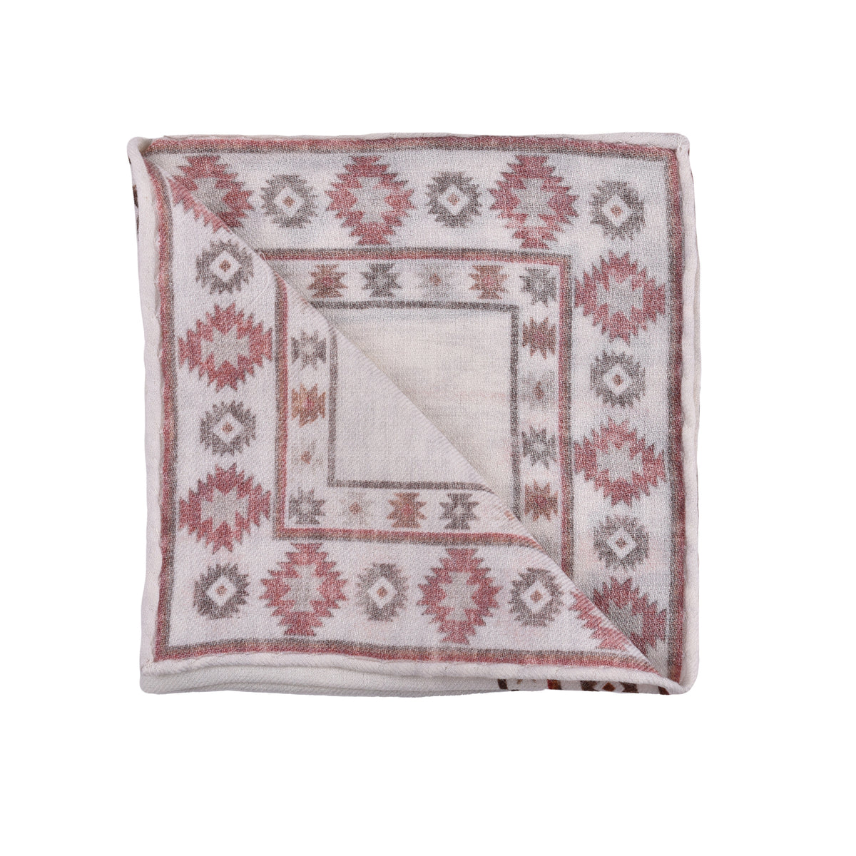 BRUNELLO CUCINELLI MEN'S TWO TONE GEOMETRIC WOOL POCKET SQUARE