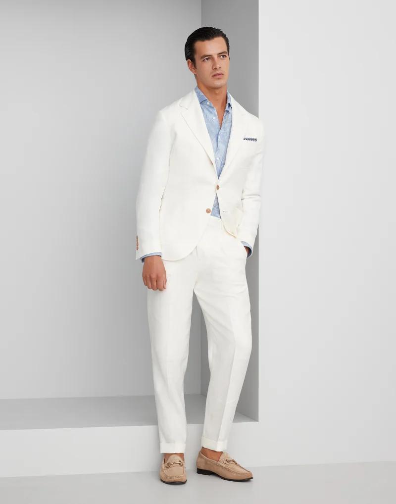 BRUNELLO CUCINELLI MEN'S OFF-WHITE DECONSTRUCTED BLAZER