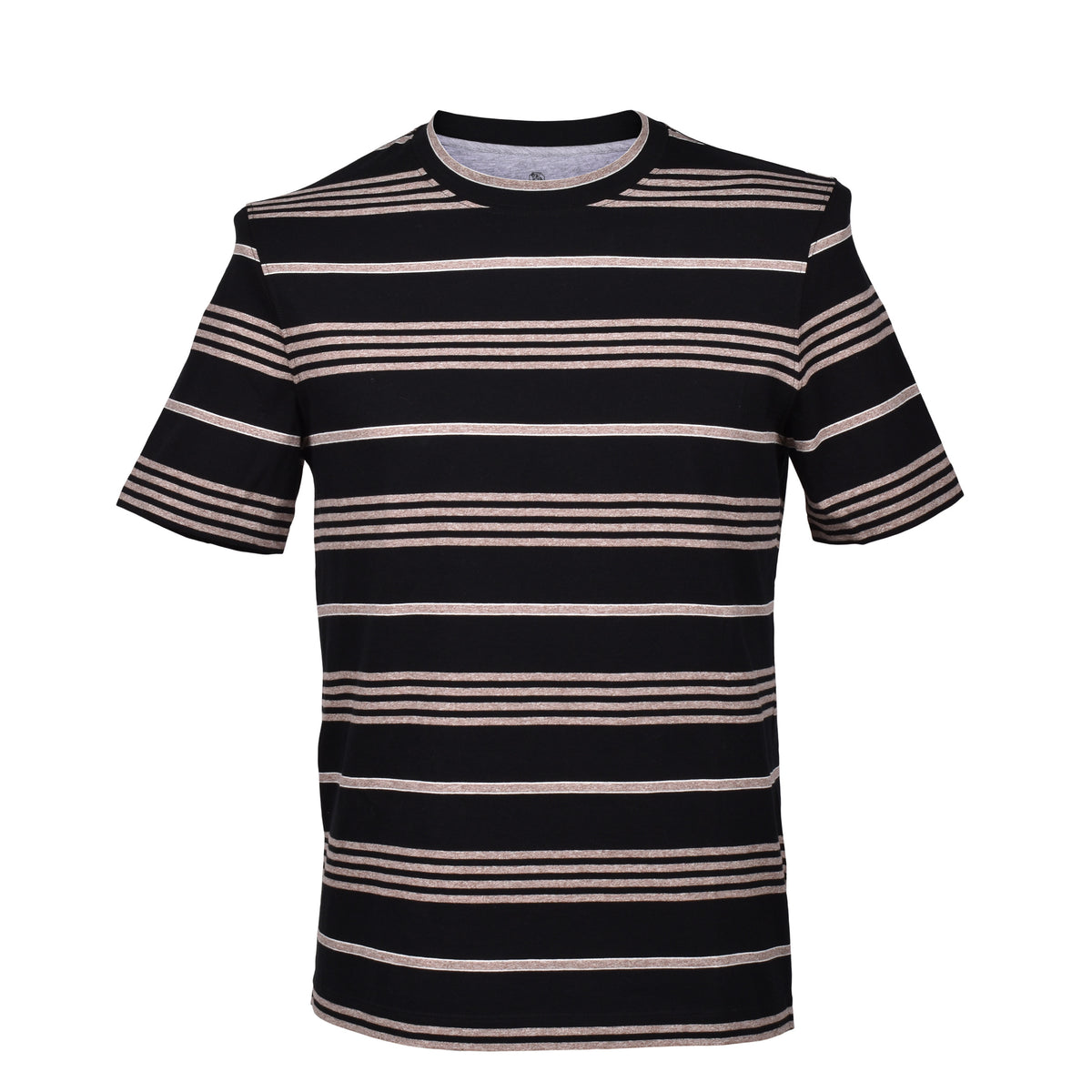 BRUNELLO CUCINELLI MEN'S BLACK STRIPED COTTON SHIRT