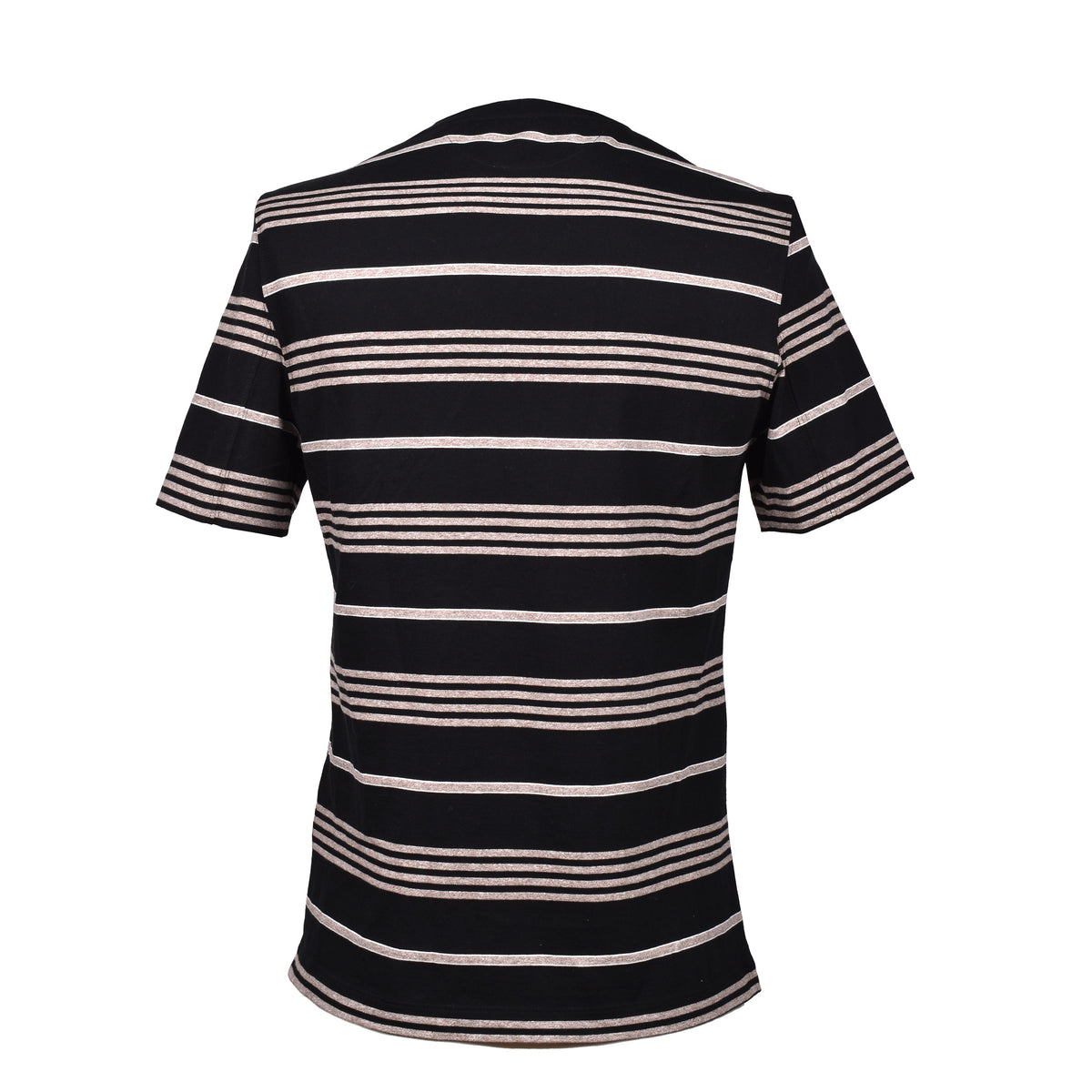 BRUNELLO CUCINELLI MEN'S BLACK STRIPED COTTON SHIRT