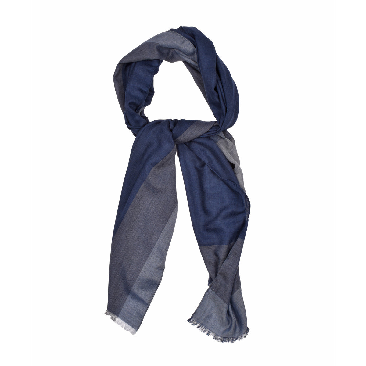 BRUNELLO CUCINELLI MEN'S NAVY TWO-TONE CASHMERE SCARF