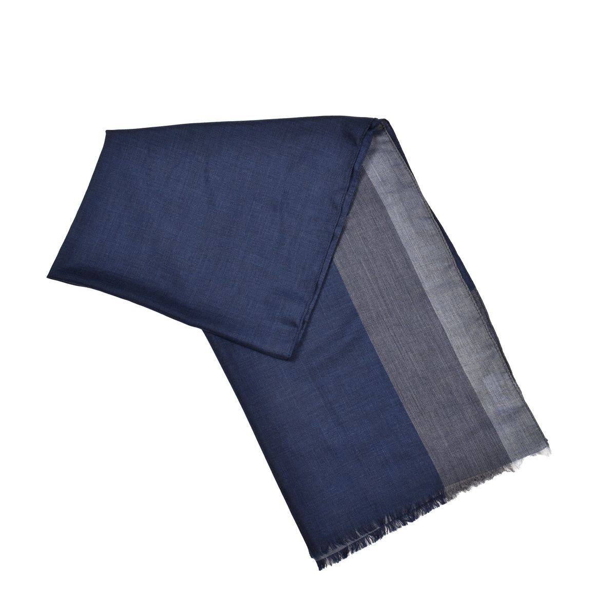 BRUNELLO CUCINELLI MEN'S NAVY TWO-TONE CASHMERE SCARF