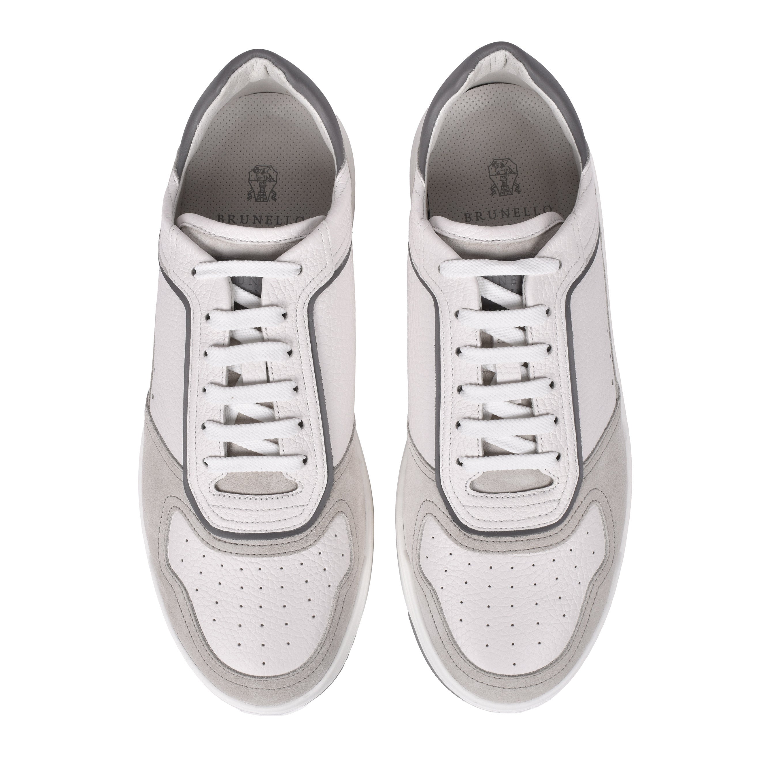 BRUNELLO CUCINELLI MEN'S 100% LEATHER TWO TONE FASHION RUNNER SNEAKER SHOE NEW