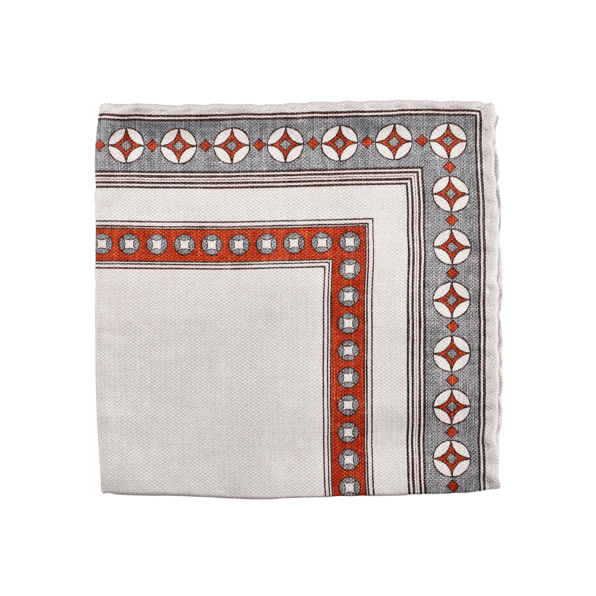 BRUNELLO CUCINELLI MEN'S PANAMA SALMON SILK GEOMETRIC POCKET SQUARE