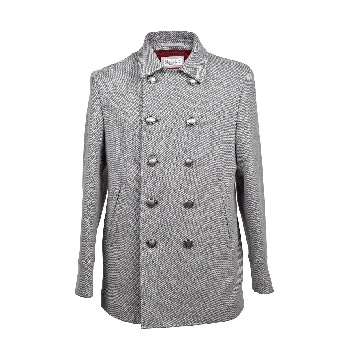 BRUNELLO CUCINELLI MEN'S LIGHT GREY WOOL JACKET