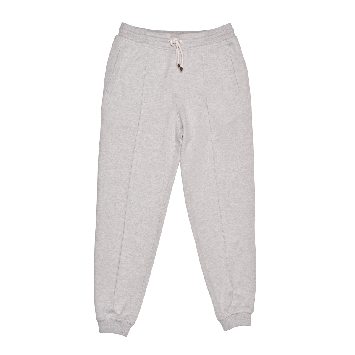 BRUNELLO CUCINELLI MEN'S LIGHT GREY WOOL JOGGER TROUSERS
