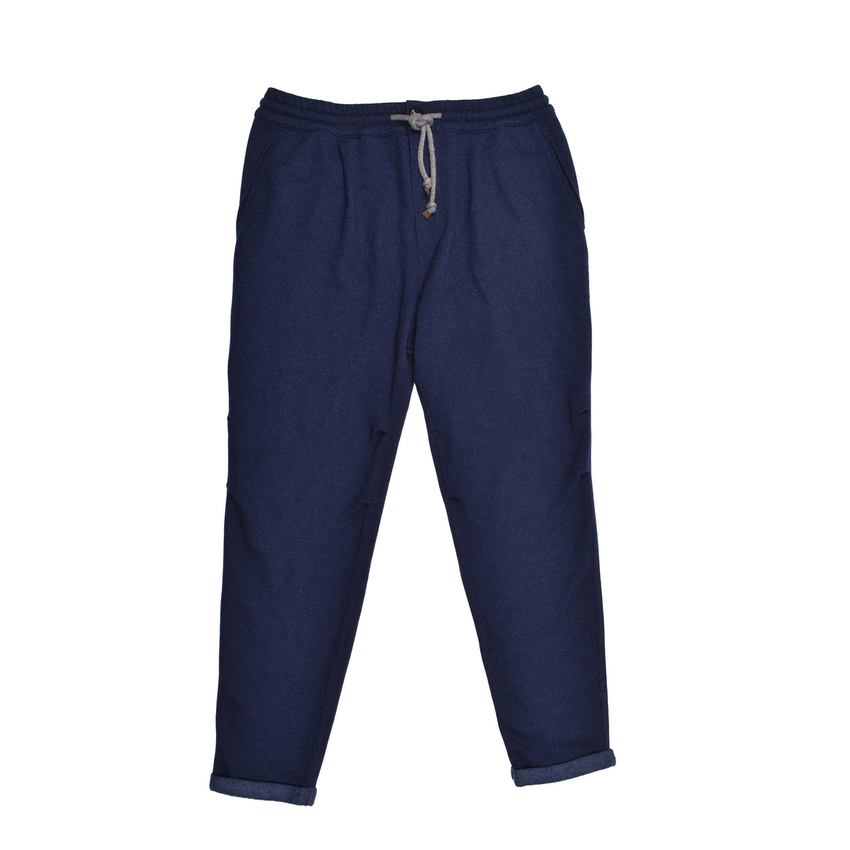 BRUNELLO CUCINELLI MEN'S DARK BLUE CASHMERE TROUSERS