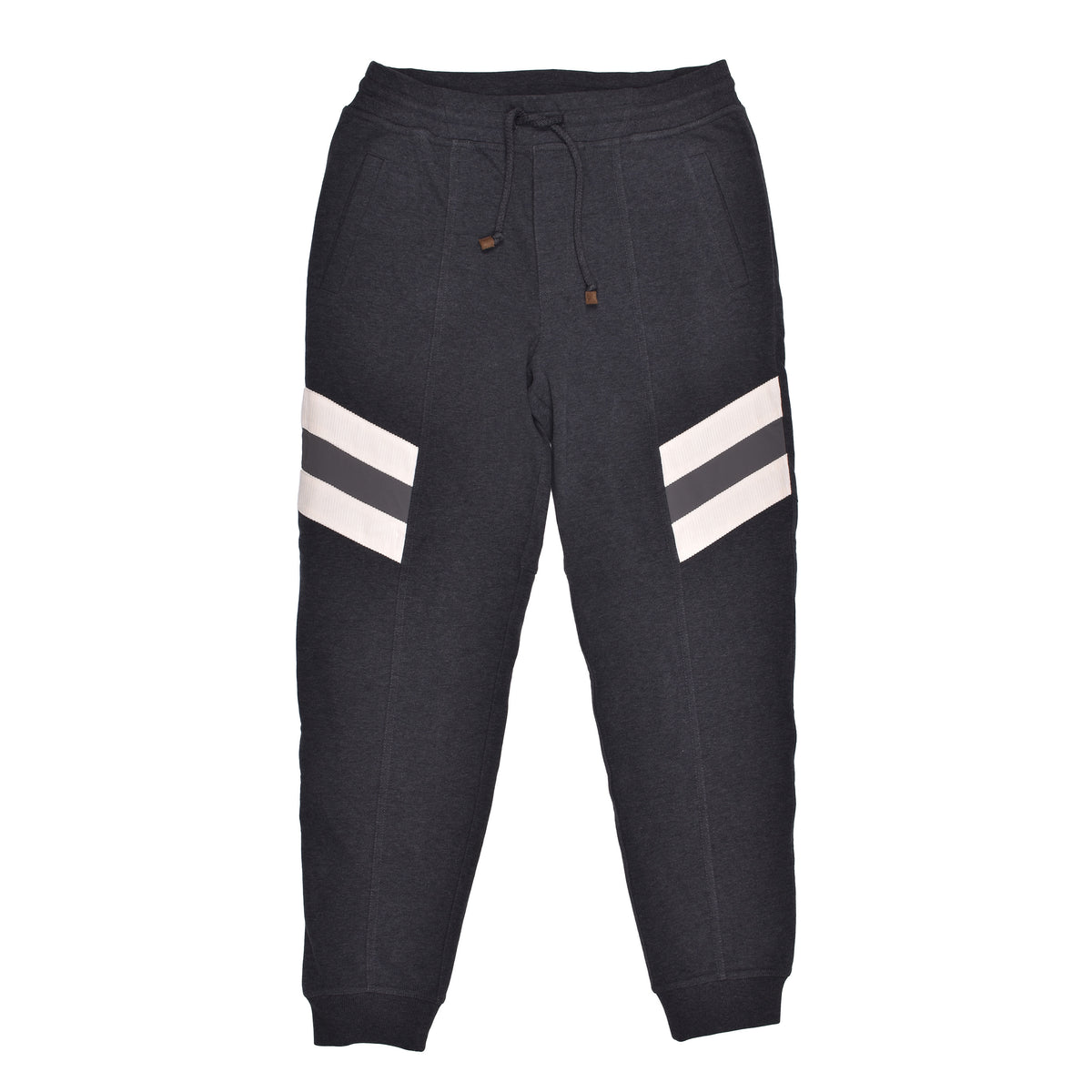 BRUNELLO CUCINELLI MEN'S ANTHRACITE TWO-TONE ATHLETIC TROUSERS