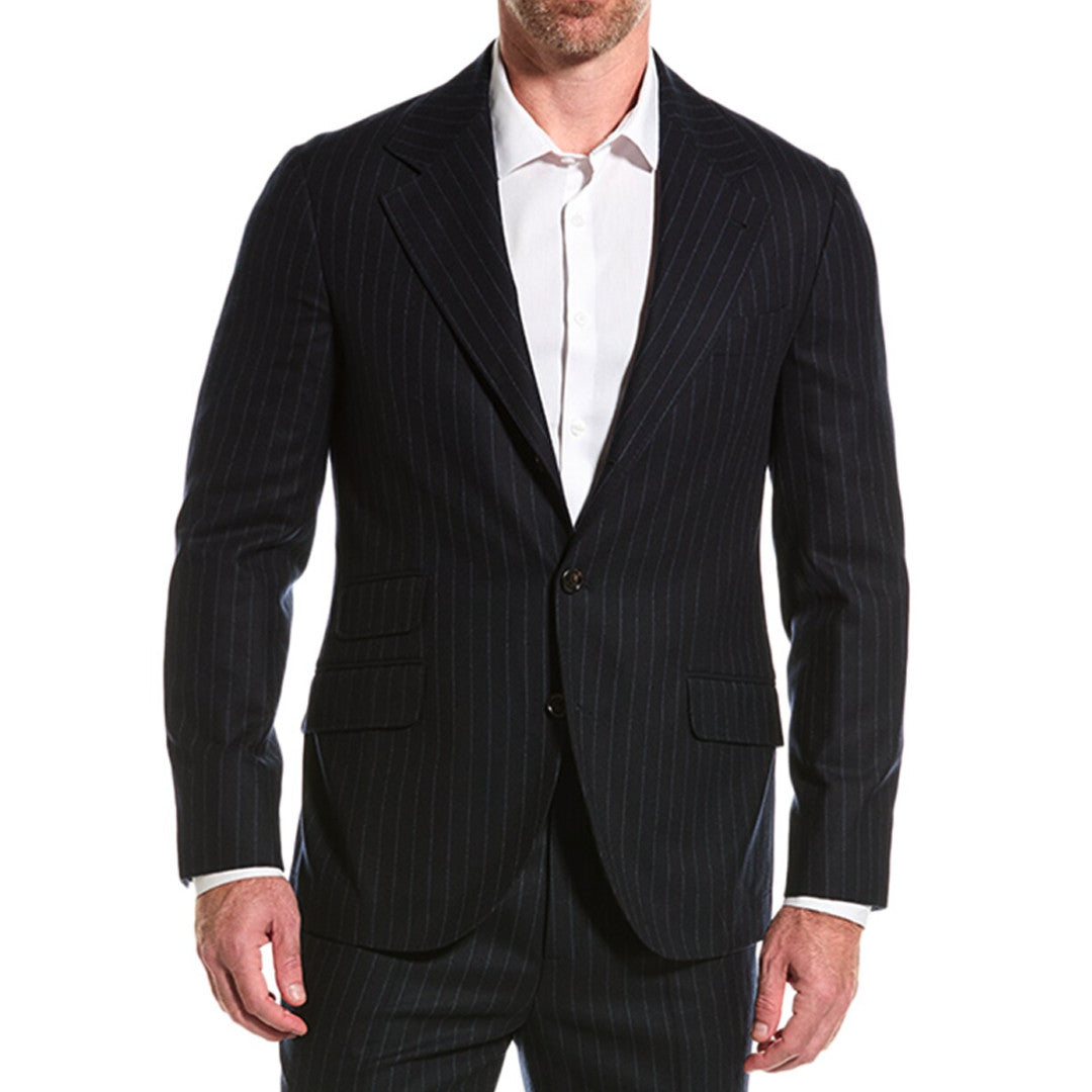 BRUNELLO CUCINELLI MEN'S 100% VIRGIN WOOL CLASSIC STRIPED TWO PIECE SUIT