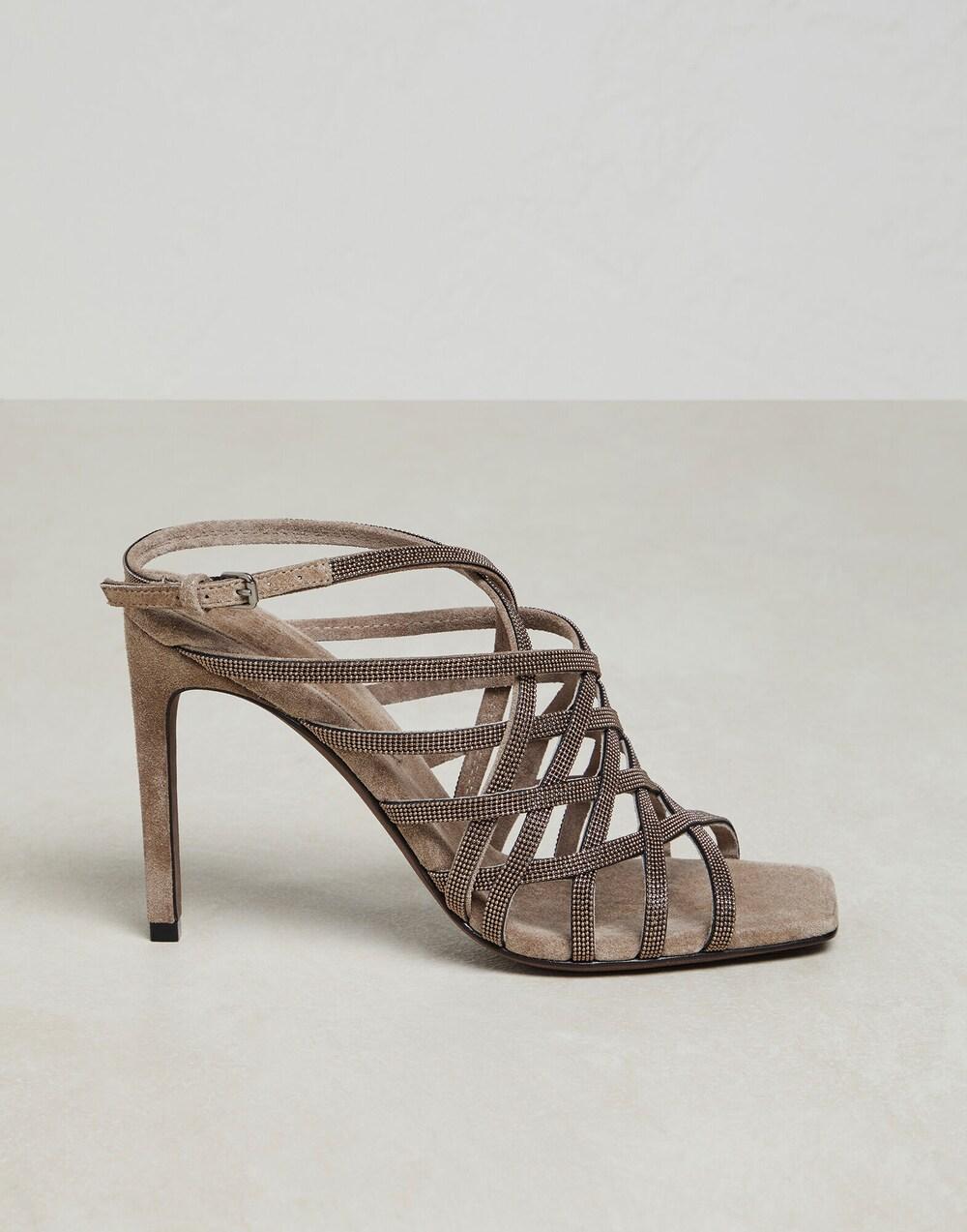 BRUNELLO CUCINELLI WOMEN'S DARK BROWN STRAPPY HIGH-HEEL SANDALS