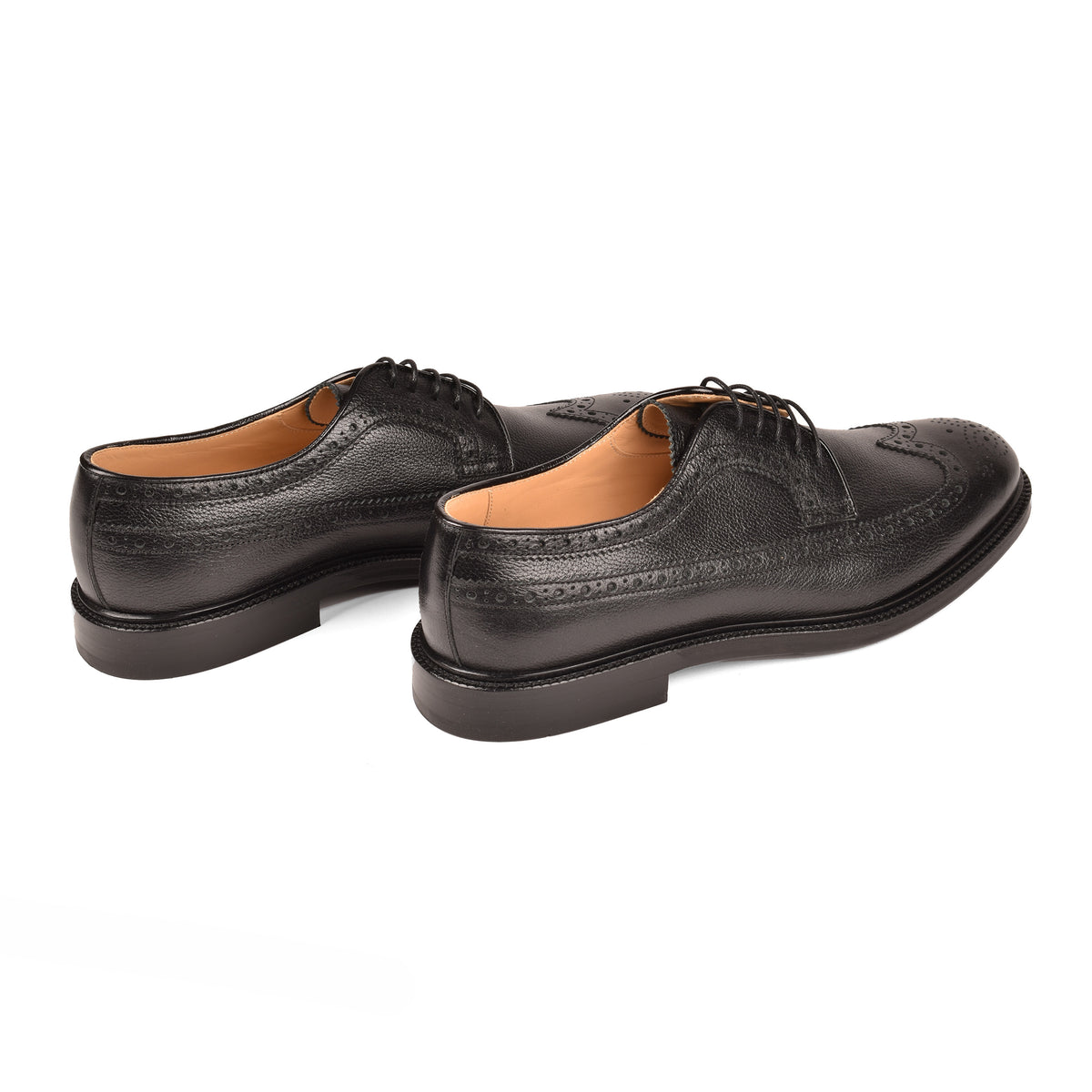 BRUNELLO CUCINELLI MEN'S BLACK LEATHER BROGUE SHOES