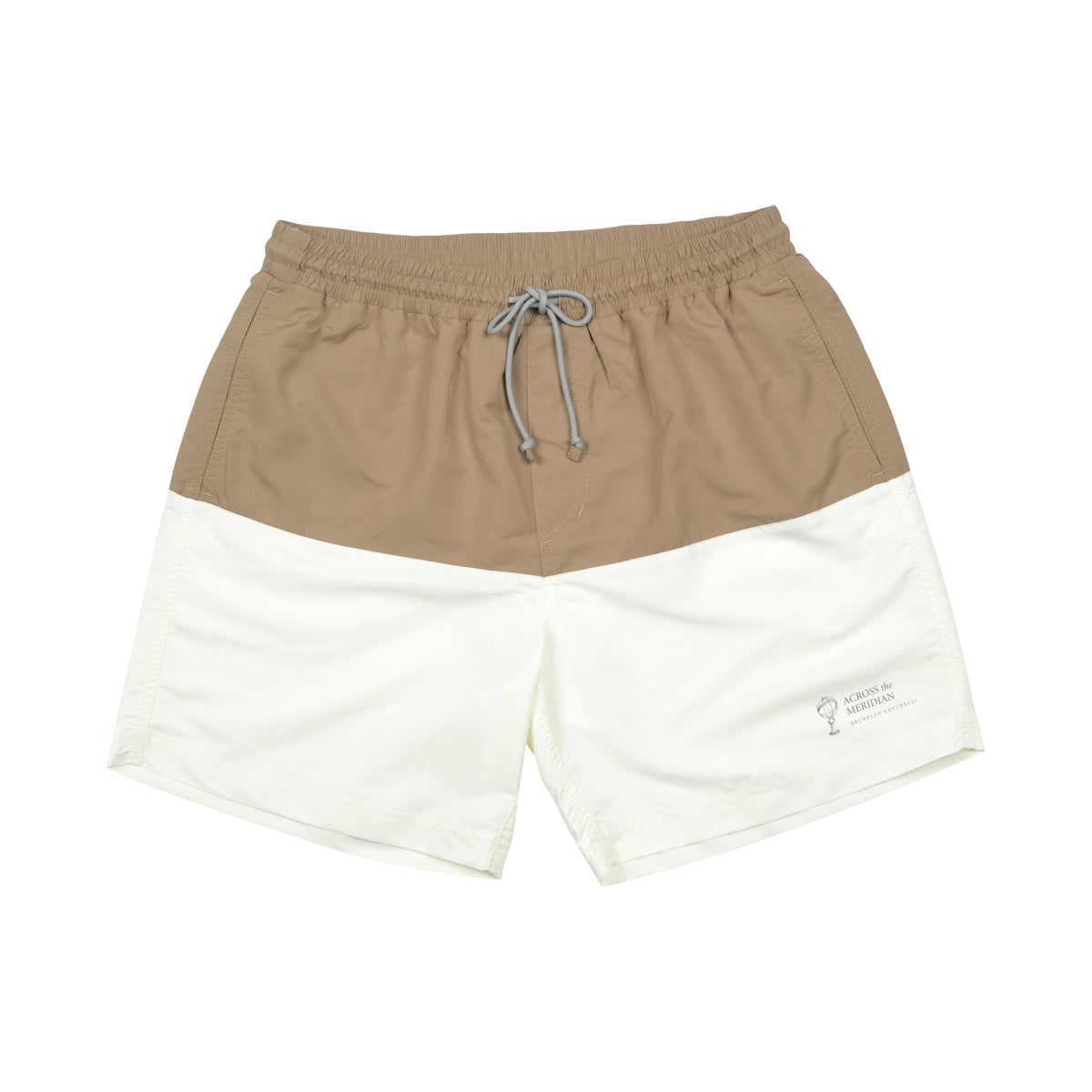 BRUNELLO CUCINELLI MEN'S TOBACCO TWO-TONE SWIM SHORTS
