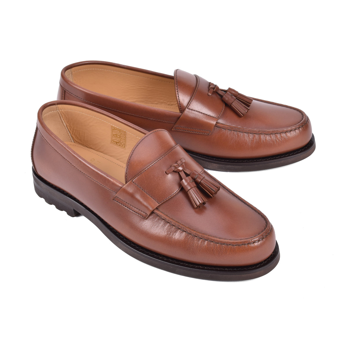 BRUNELLO CUCINELLI MEN'S BROWN LEATHER TASSEL LOAFERS