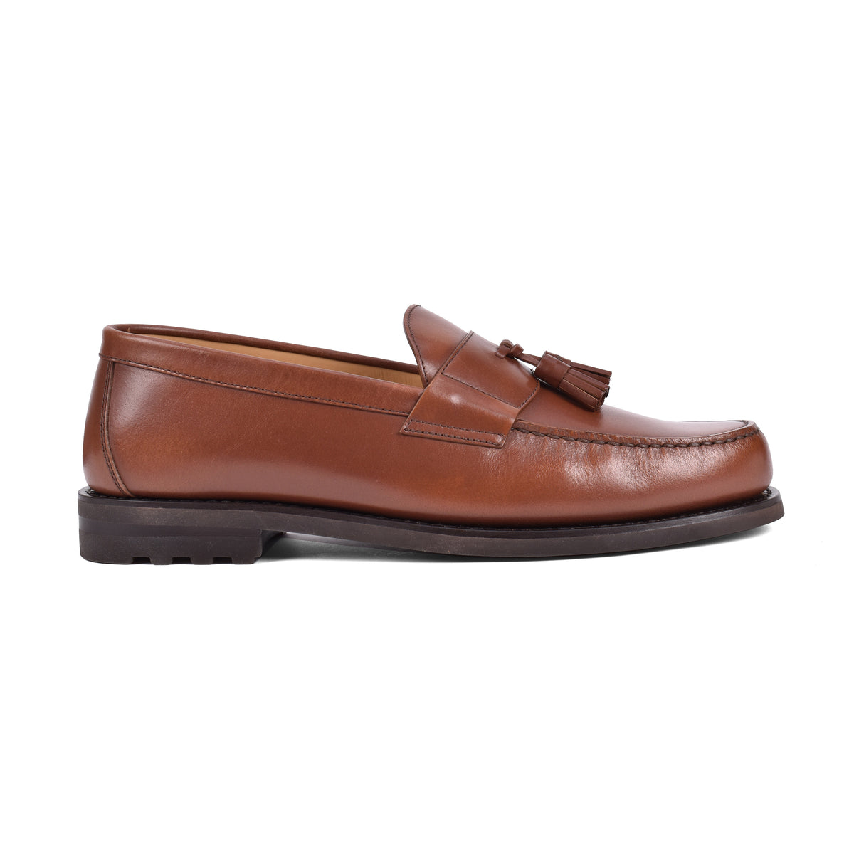 BRUNELLO CUCINELLI MEN'S BROWN LEATHER TASSEL LOAFERS
