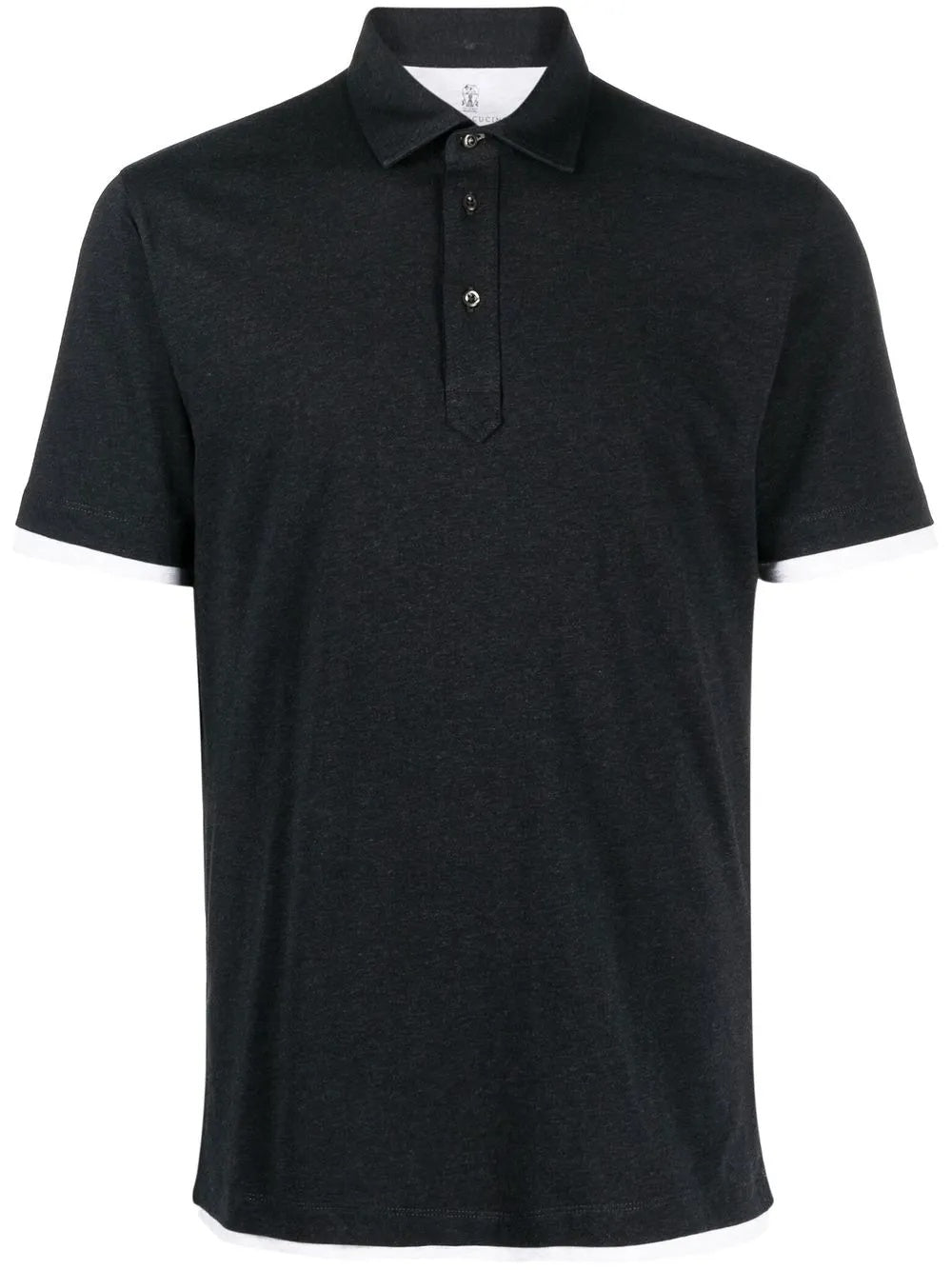 BRUNELLO CUCINELLI MEN'S COAL COTTON POLO SHIRT