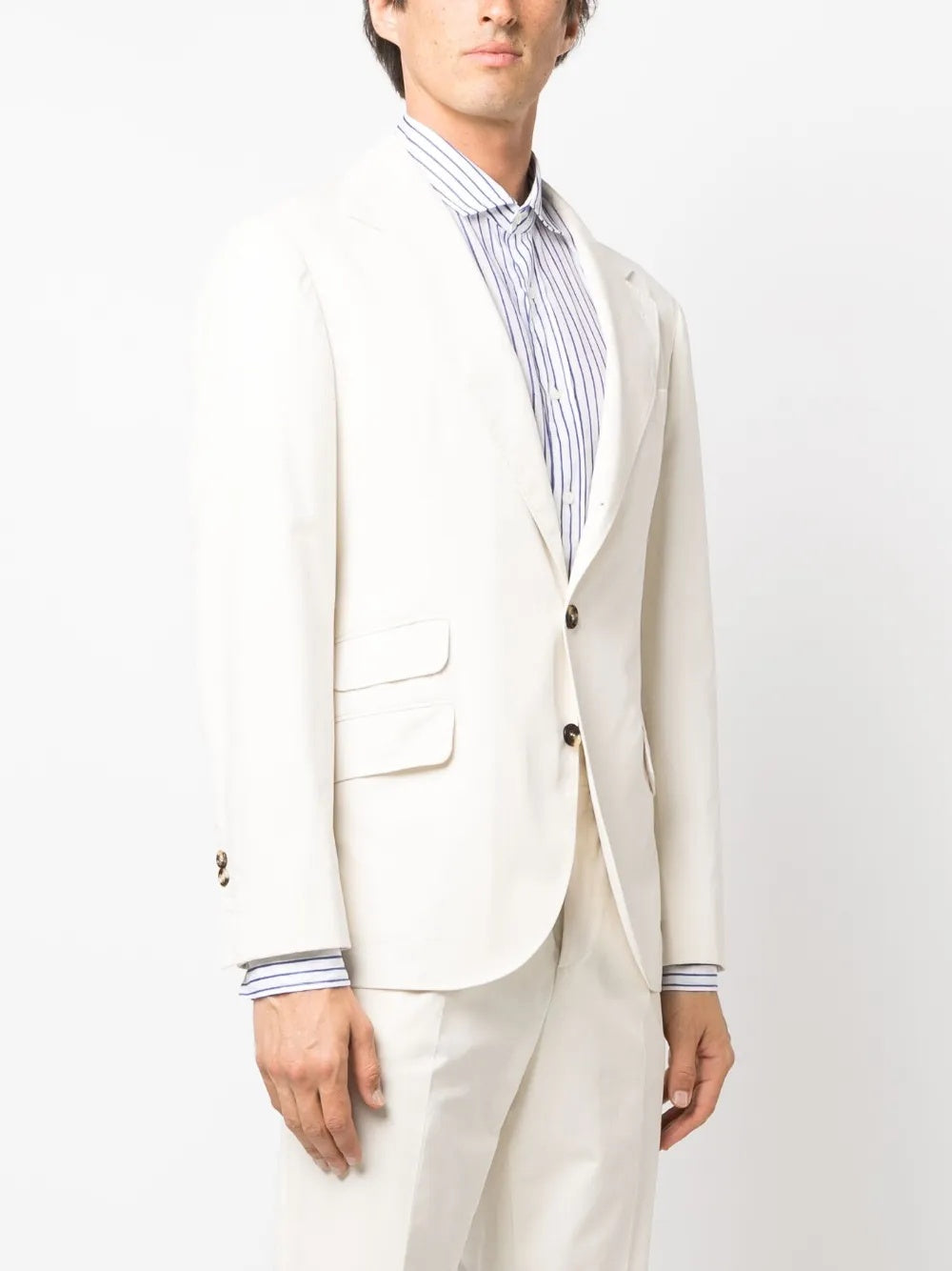 BRUNELLO CUCINELLI MEN'S OFF WHITE COTTON WOOL BLEND BLAZER