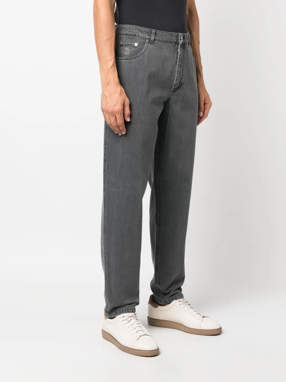 BRUNELLO CUCINELLI MEN'S CHARCOAL STRAIGHT LEG TROUSERS