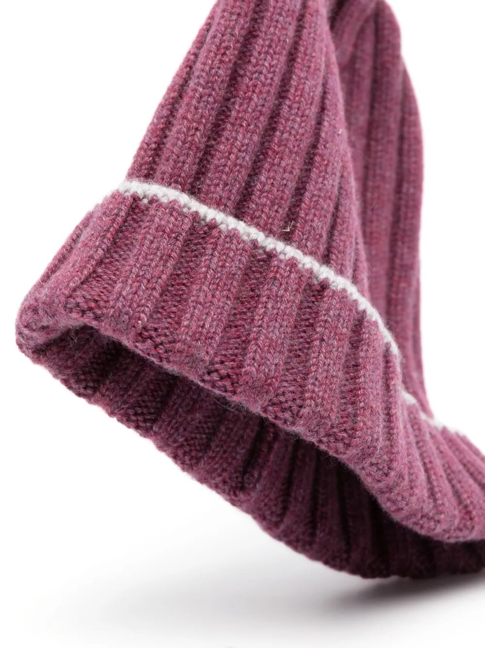 BRUNELLO CUCINELLI MEN'S BURGUNDY CASHMERE RIBBED KNIT BEANIE