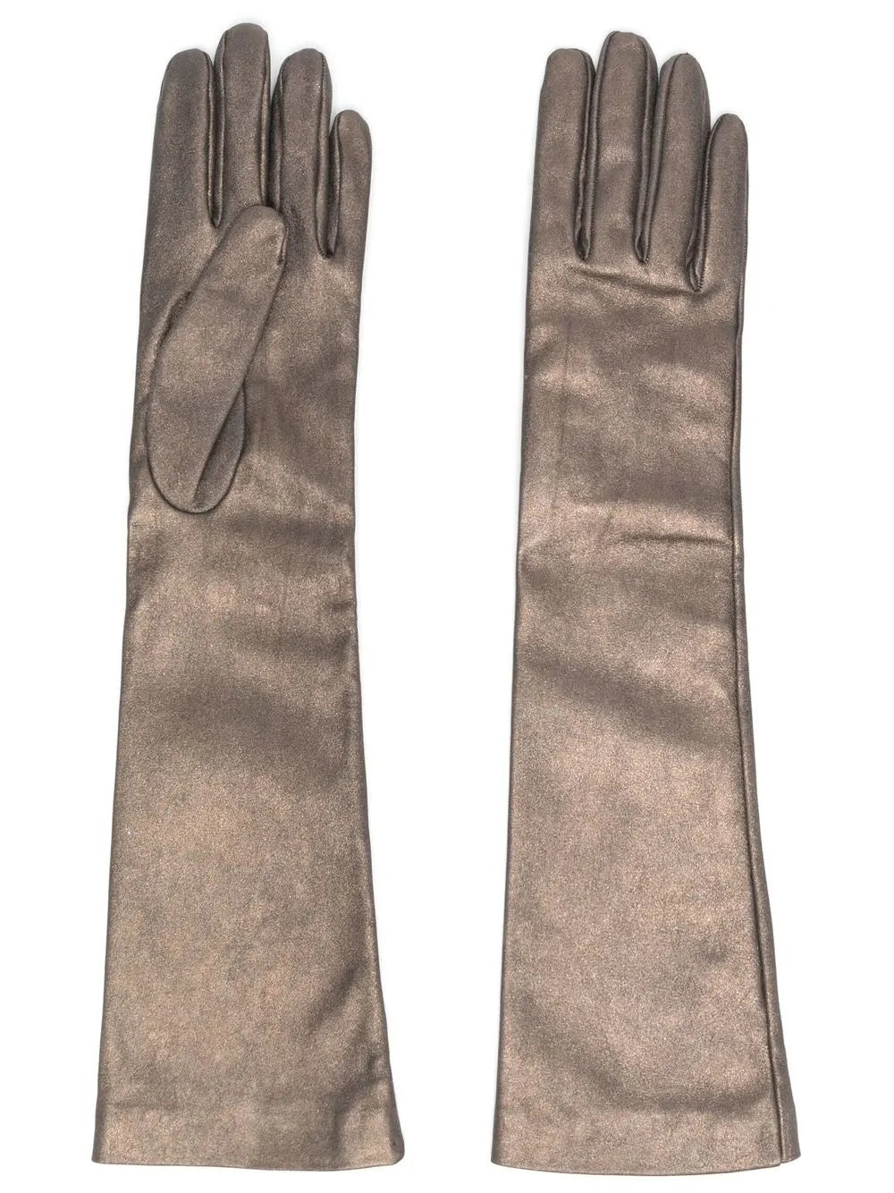 BRUNELLO CUCINELLI WOMEN'S BRONZE LONG LEATHER GLOVES