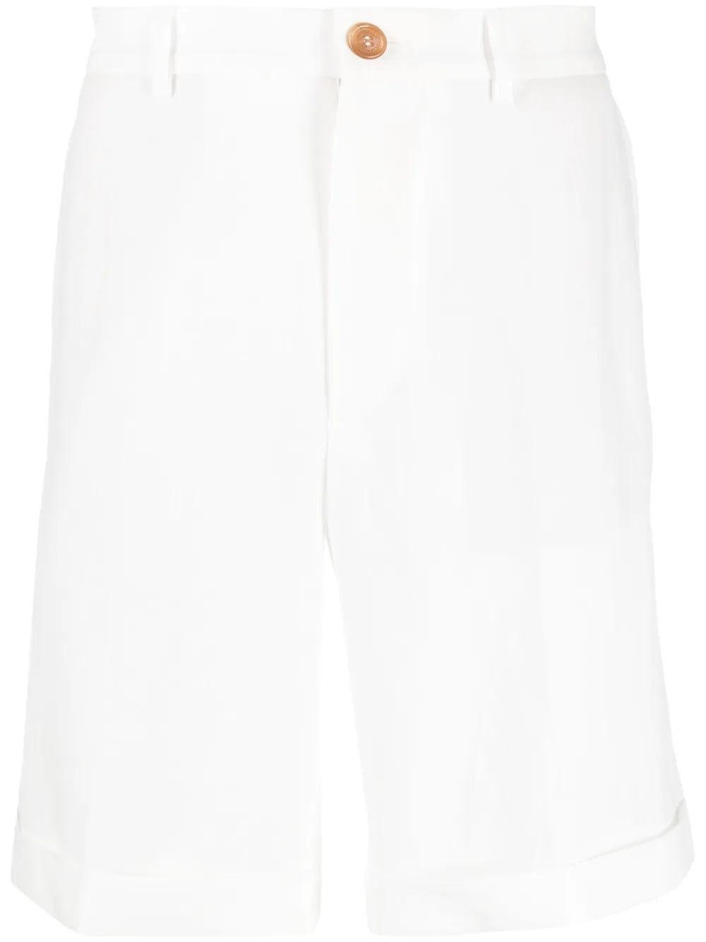 BRUNELLO CUCINELLI MEN'S WHITE LINEN TAILORED SHORTS
