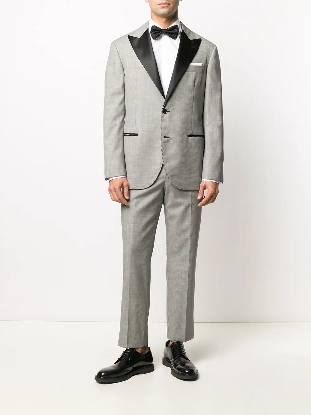 BRUNELLO CUCINELLI MEN'S BLACK LAPEL GREY BLAZER