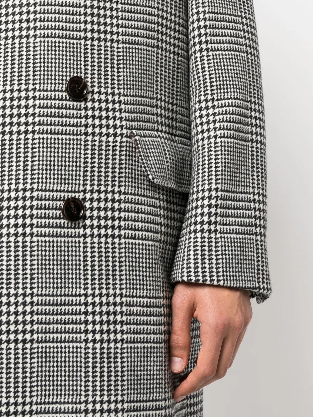 BRUNELLO CUCINELLI MEN'S BLACK WHITE WOOL COAT