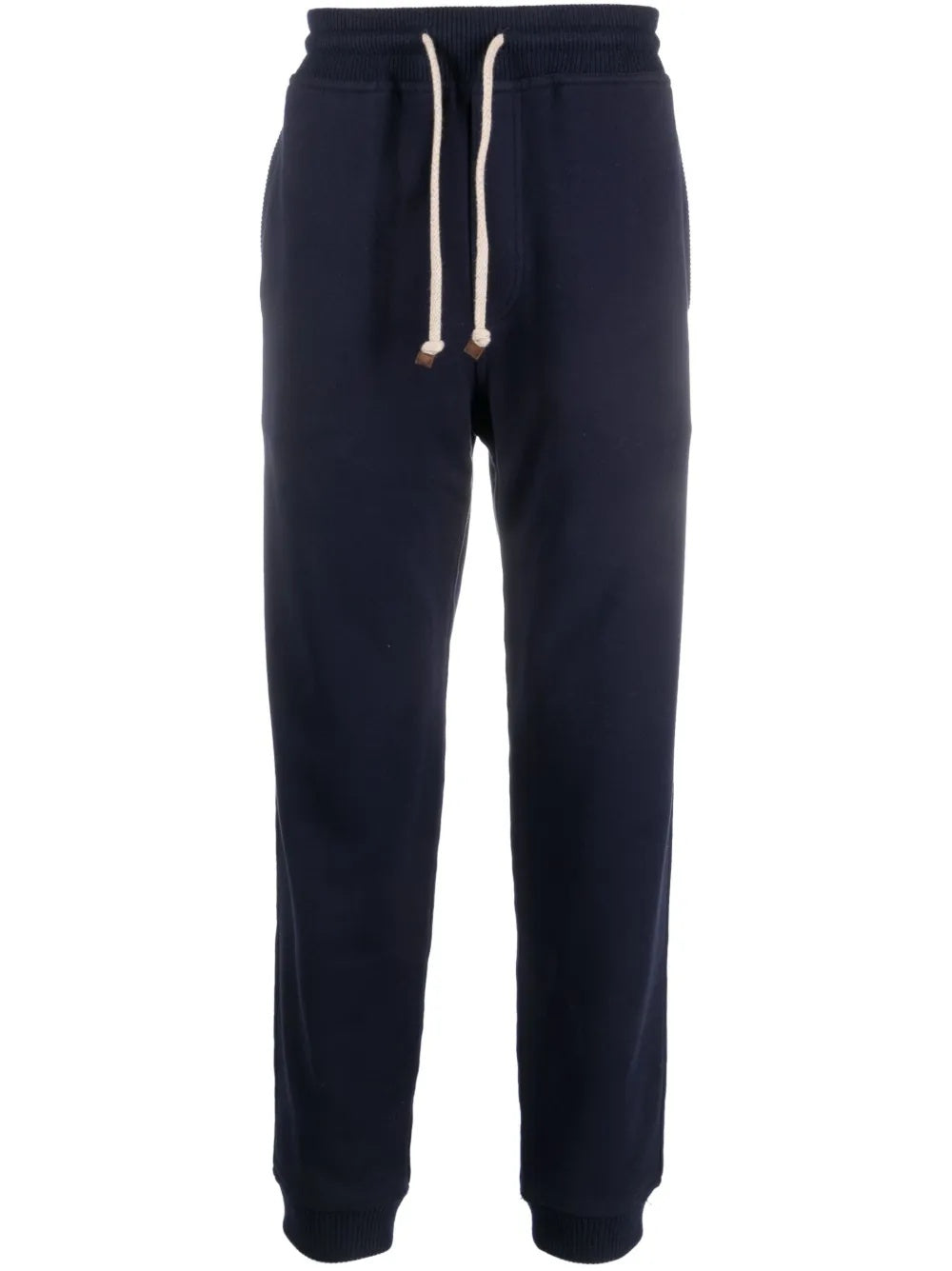 BRUNELLO CUCINELLI MEN'S NAVY KNIT DRAWSTRING TROUSERS