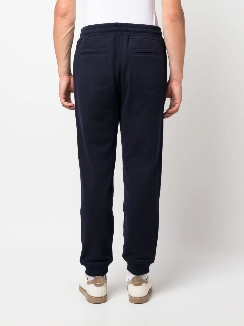 BRUNELLO CUCINELLI MEN'S NAVY DRAWSTRING KNIT TROUSERS