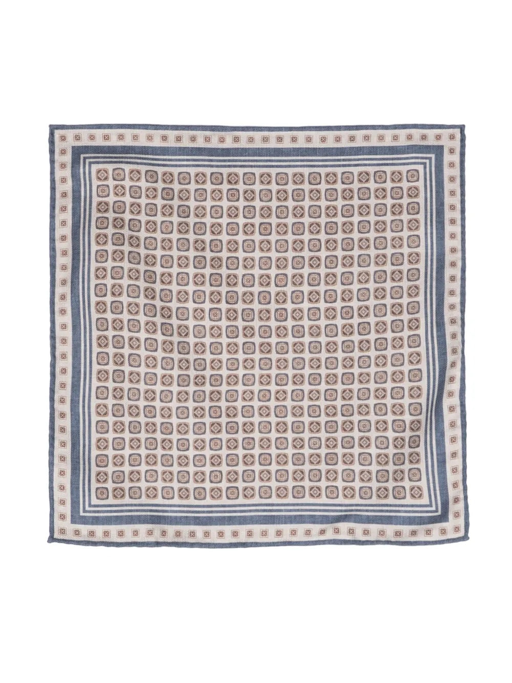 BRUNELLO CUCINELLI MEN'S BLUE PATTERNED POCKET SQUARE