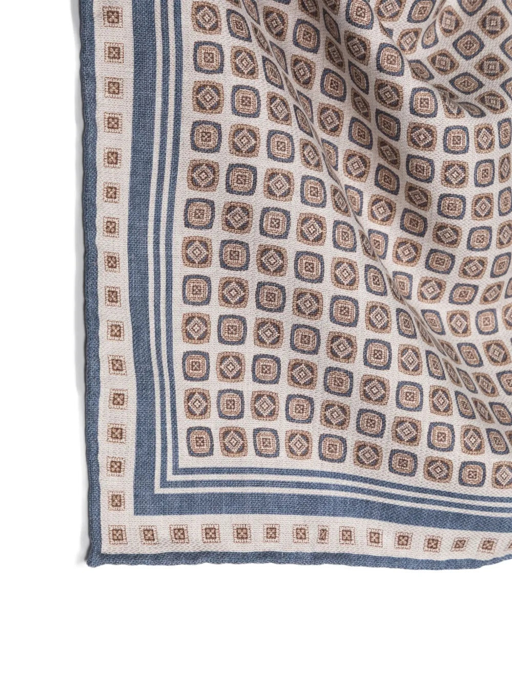 BRUNELLO CUCINELLI MEN'S BLUE PATTERNED POCKET SQUARE