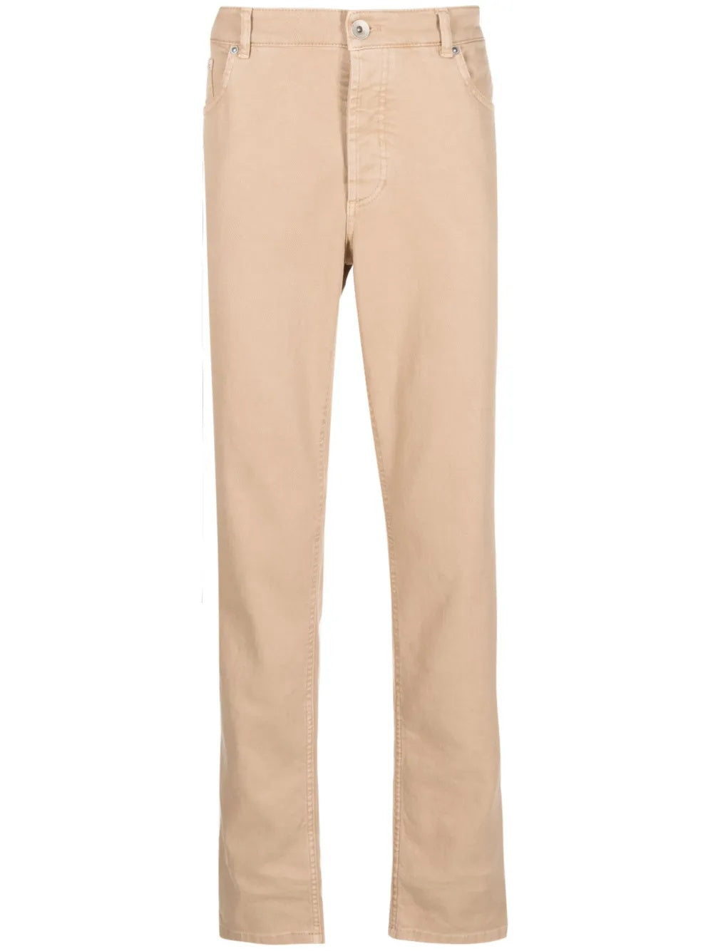 BRUNELLO CUCINELLI MEN'S BEIGE STRAIGHT LEG TROUSERS