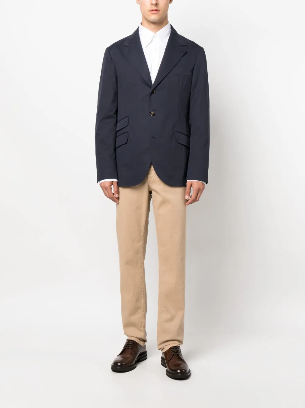 BRUNELLO CUCINELLI MEN'S BEIGE STRAIGHT LEG TROUSERS